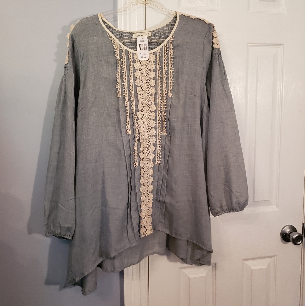 Indigo Soul XL Chambray Blouse